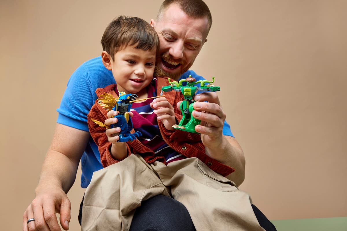 Lego Figur, Bauklötze Spielzeug, Brunnen Spielzeug, Kreatives Spielzeug, Kinder mit Vater