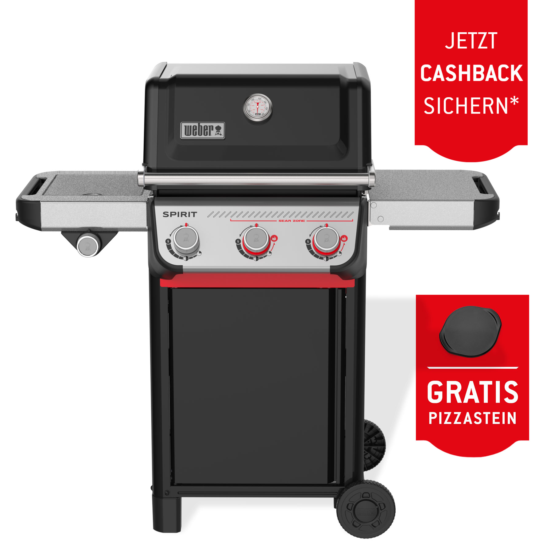 Grill, Gasgrill, Vierkantes Grillmodell, Seitenablage, Druckluft-Display