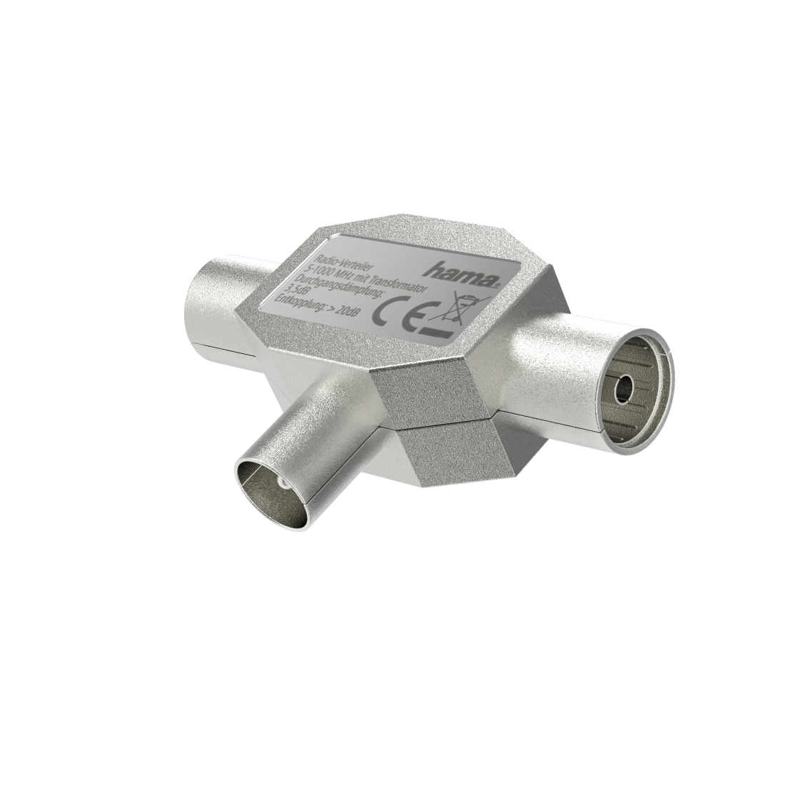 Antennen-Verteiler, Koax-Stecker - 2 Koax-Kupplungen, Metall (205237) Antennen-Verteiler, Koax-Stecker - 2 Koax-Kupplungen, Metall (205237)