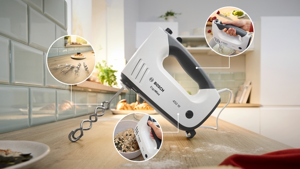 Handmixer, Küchenmaschine, Edelstahl, Schwarz-Weiß, Küchenwerkzeug