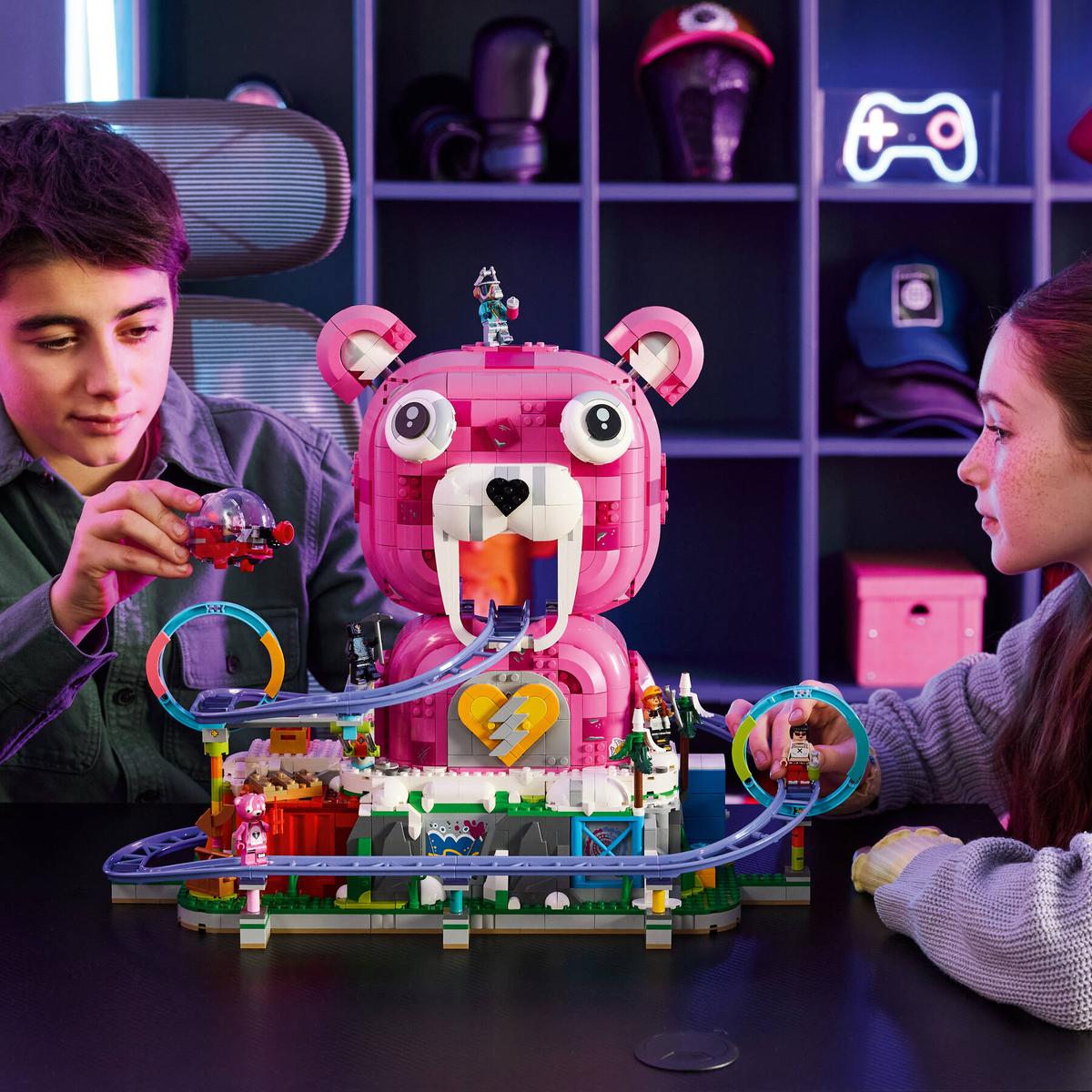 Lego, Playset, Pink bear, Achterbahn, Minifiguren