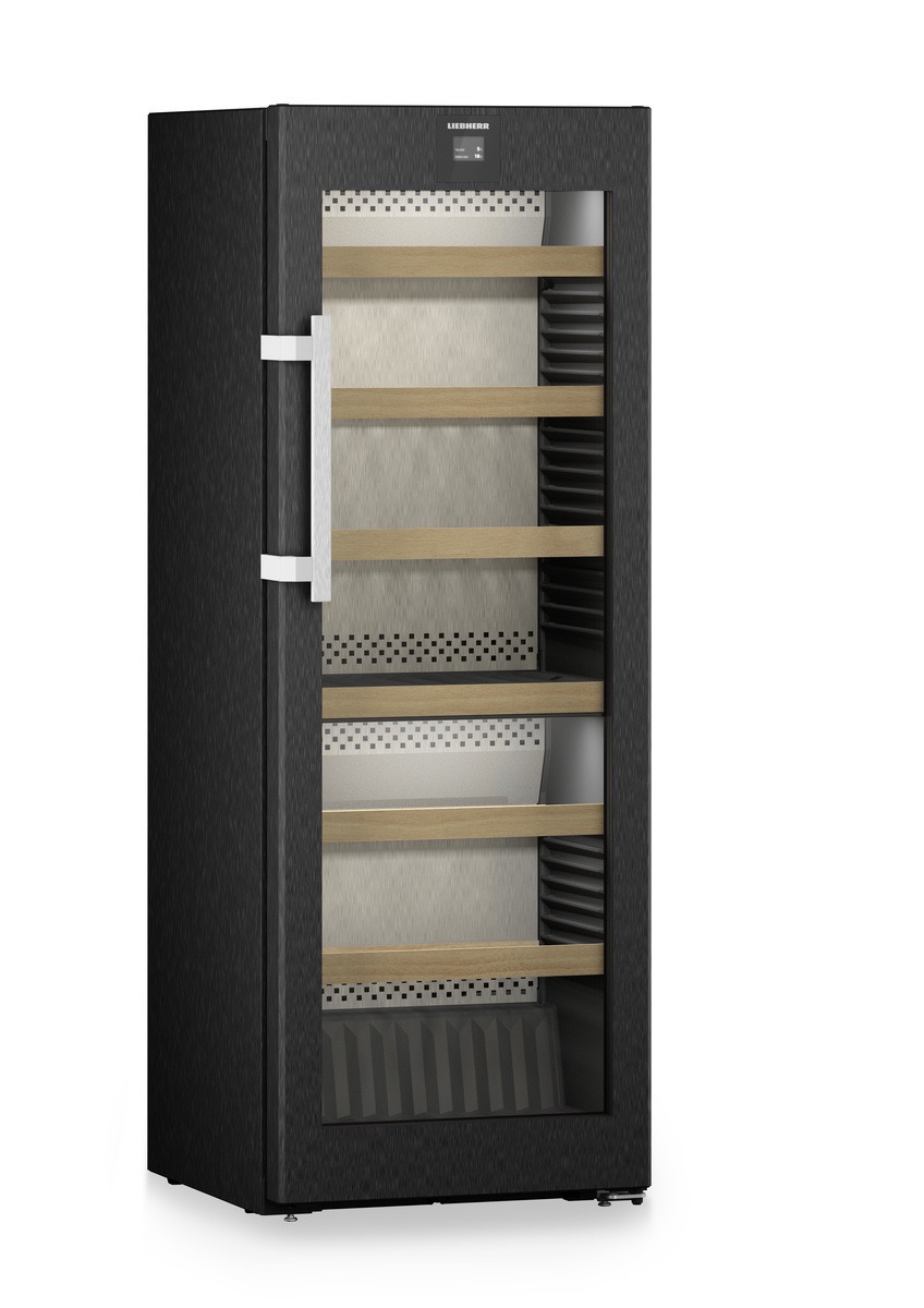 Weinkühlschrank, Kühlschrank, Glasfach, Holzregal, Sichtfenster
