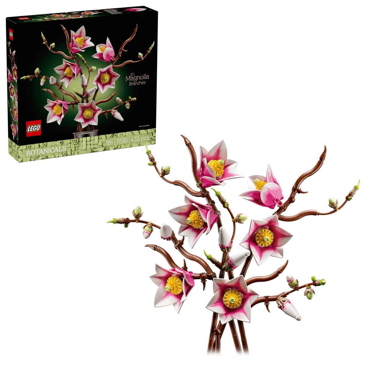 Lego Botanicals, Magnolie, Blumenstrauß, Braune Zweige, Figuren-Set