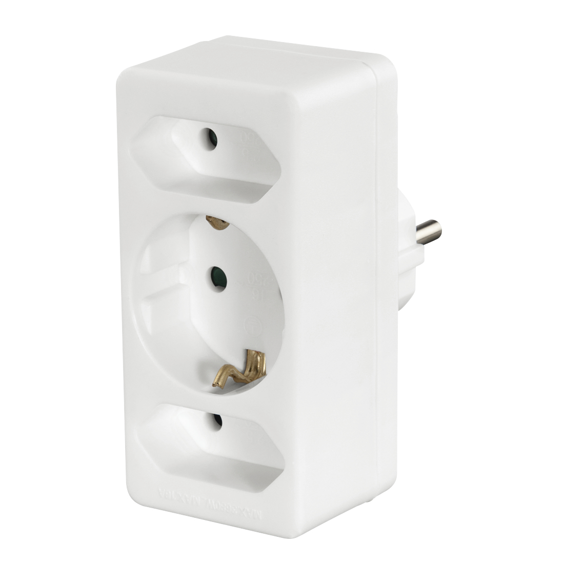 Steckdosenadapter 3-fach, 1x Schutzkontakt, 2x Euro, Weiß (223215) Steckdosenadapter 3-fach, 1x Schutzkontakt, 2x Euro, Weiß (223215)