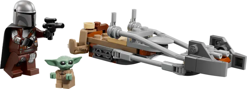 Der Mandalorianer und Grogu auf ihrem Speeder Bike