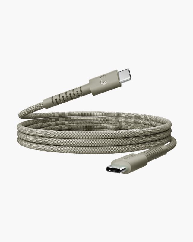 USB-C zu USB-C silikon geflochtenes Kabel FlexWave 2m, 100W Dried Green 