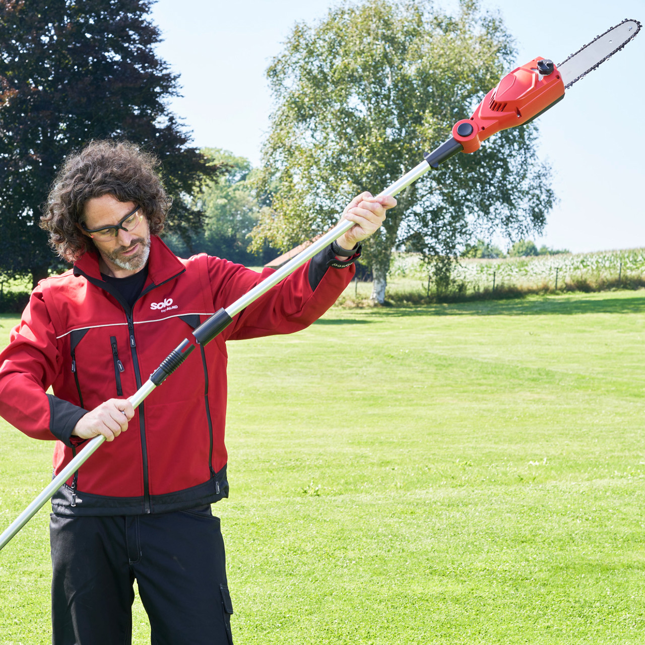 Heckenschere, Gartenwerkzeug, Ausziehbar, Rot, Gehäuse Kunststoff