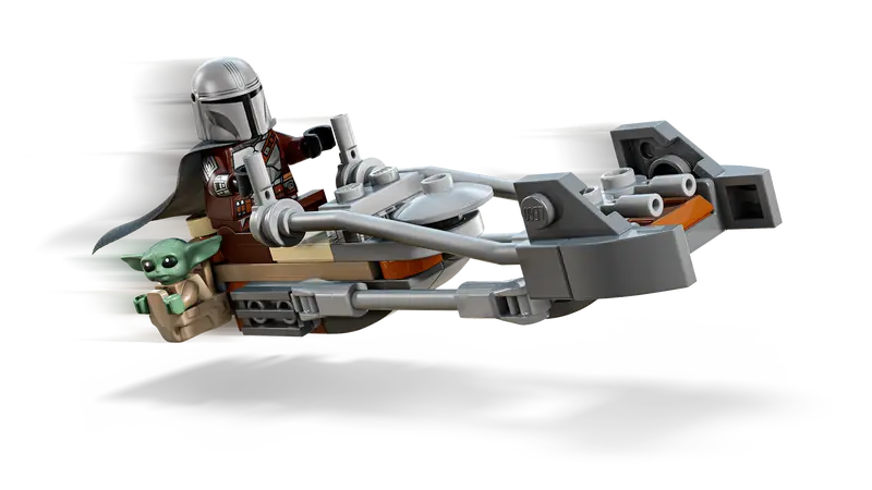 Der Mandalorianer und Grogu auf ihrem Speeder Bike