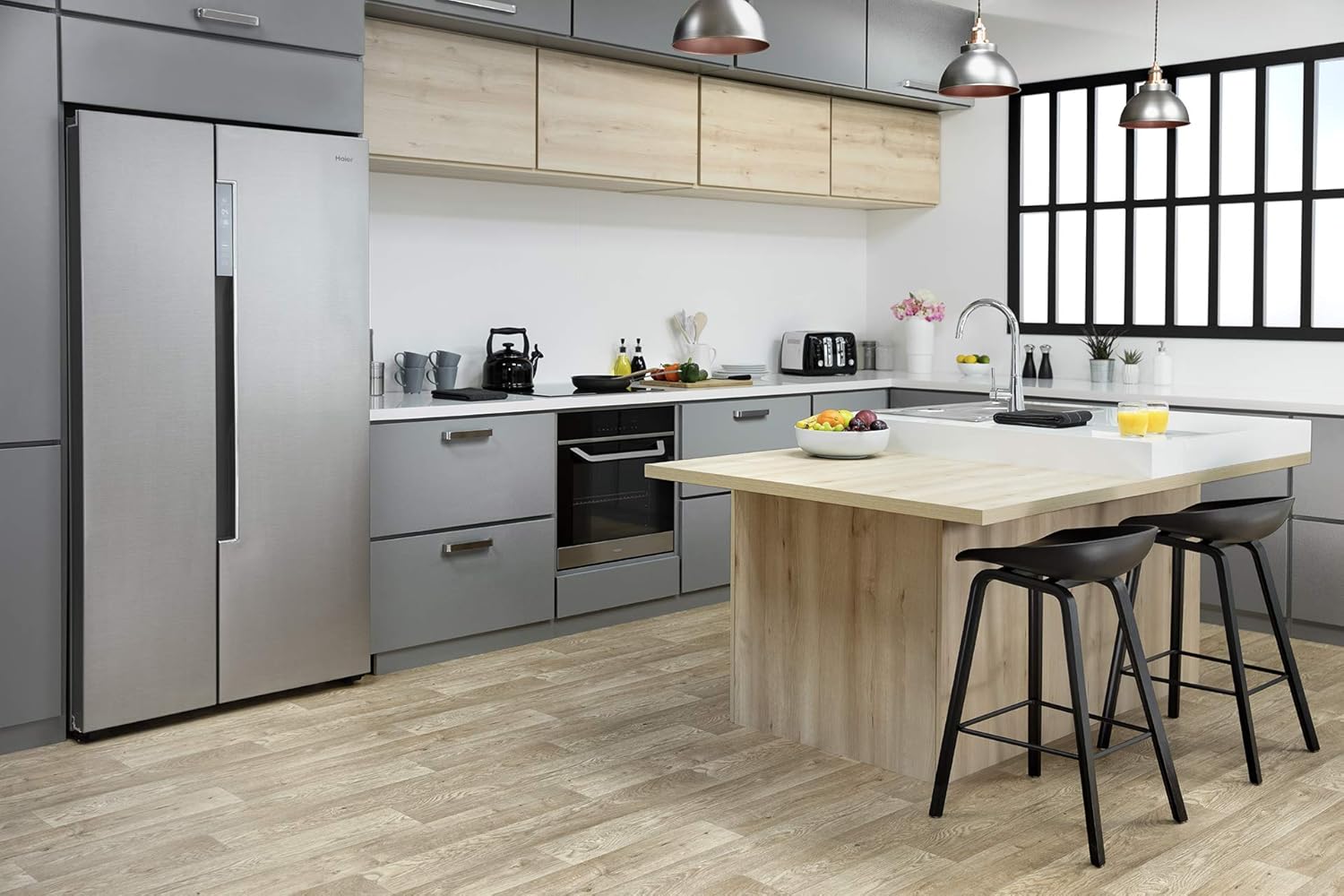 Drinnen, Innenarchitektur, Küche, Kühlschrank, Mikrowelle