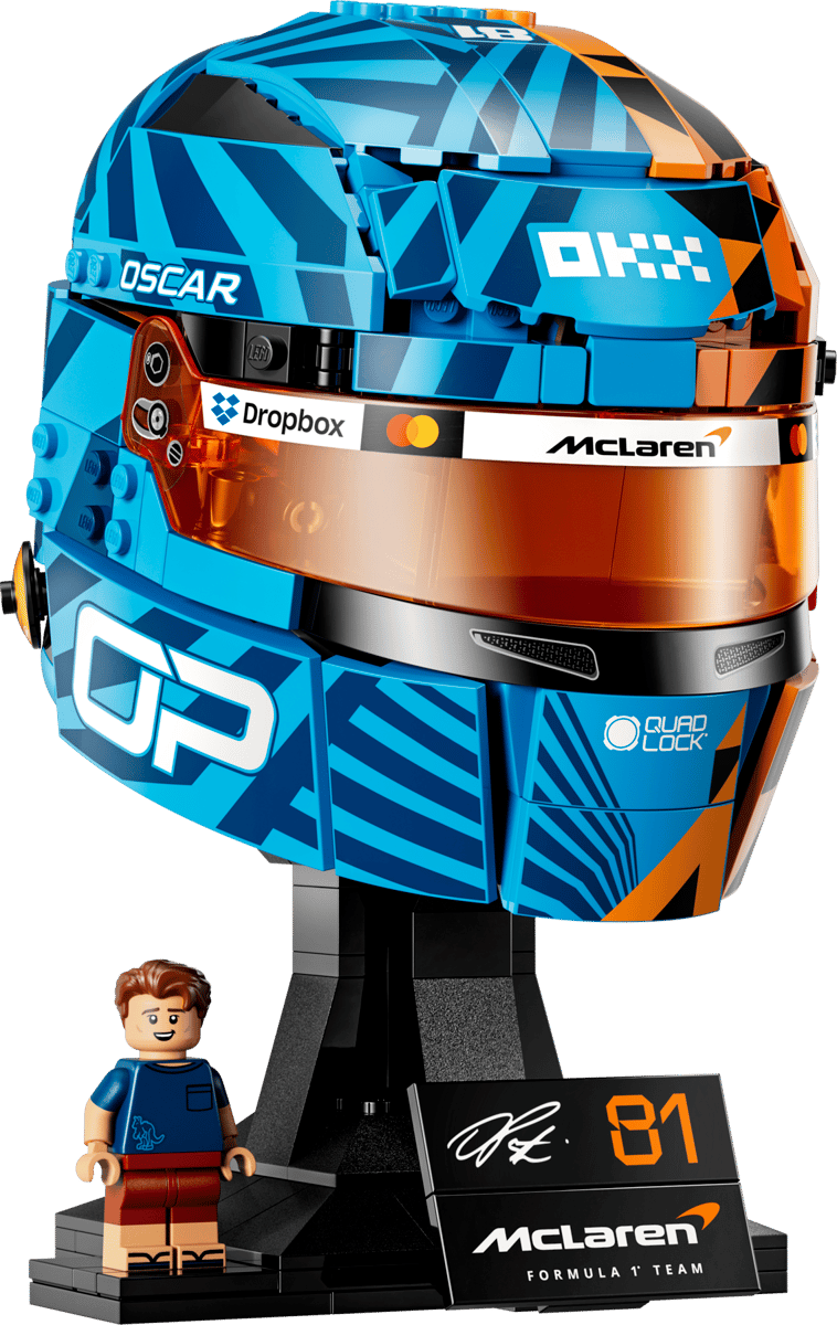helm, rennsport, blau, orange, minifigur