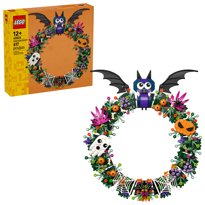 Halloween, Kranz, Lego, fliegende Fledermaus, Kürbisgesicht