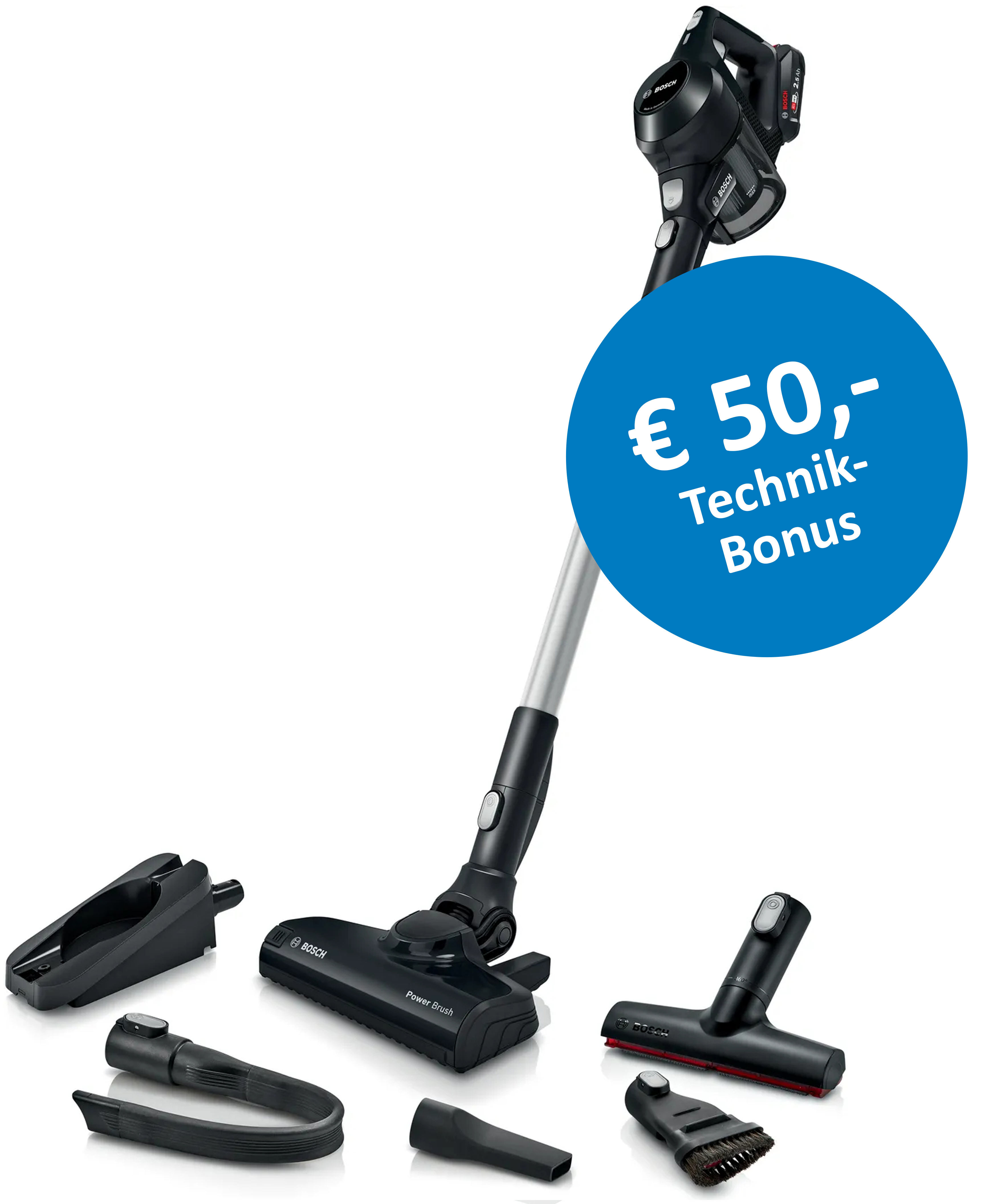 Staubsauger, Akkusauger, Bosch, Teleskopstange, Zubehör, Akkusauger, Bodenstaubsauger, Power Brush, Kabellos, Teileset, Staubsauger, Akku, Bodenbürste, Schwarz, Zubehörset