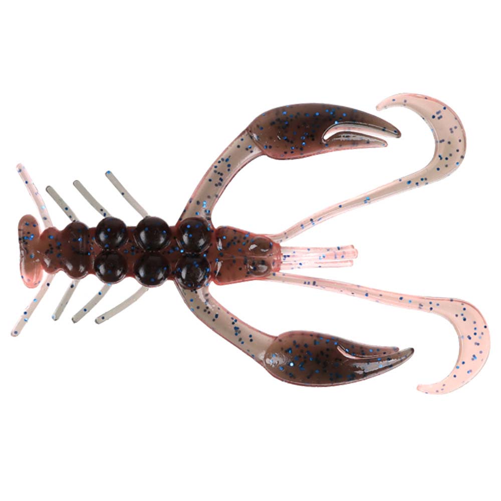 Krebs-Kunstköder, Gummifisch, Ausgeformter Schwanz, Glitzerpunkte, Schwarzer brauner Farbmuster
