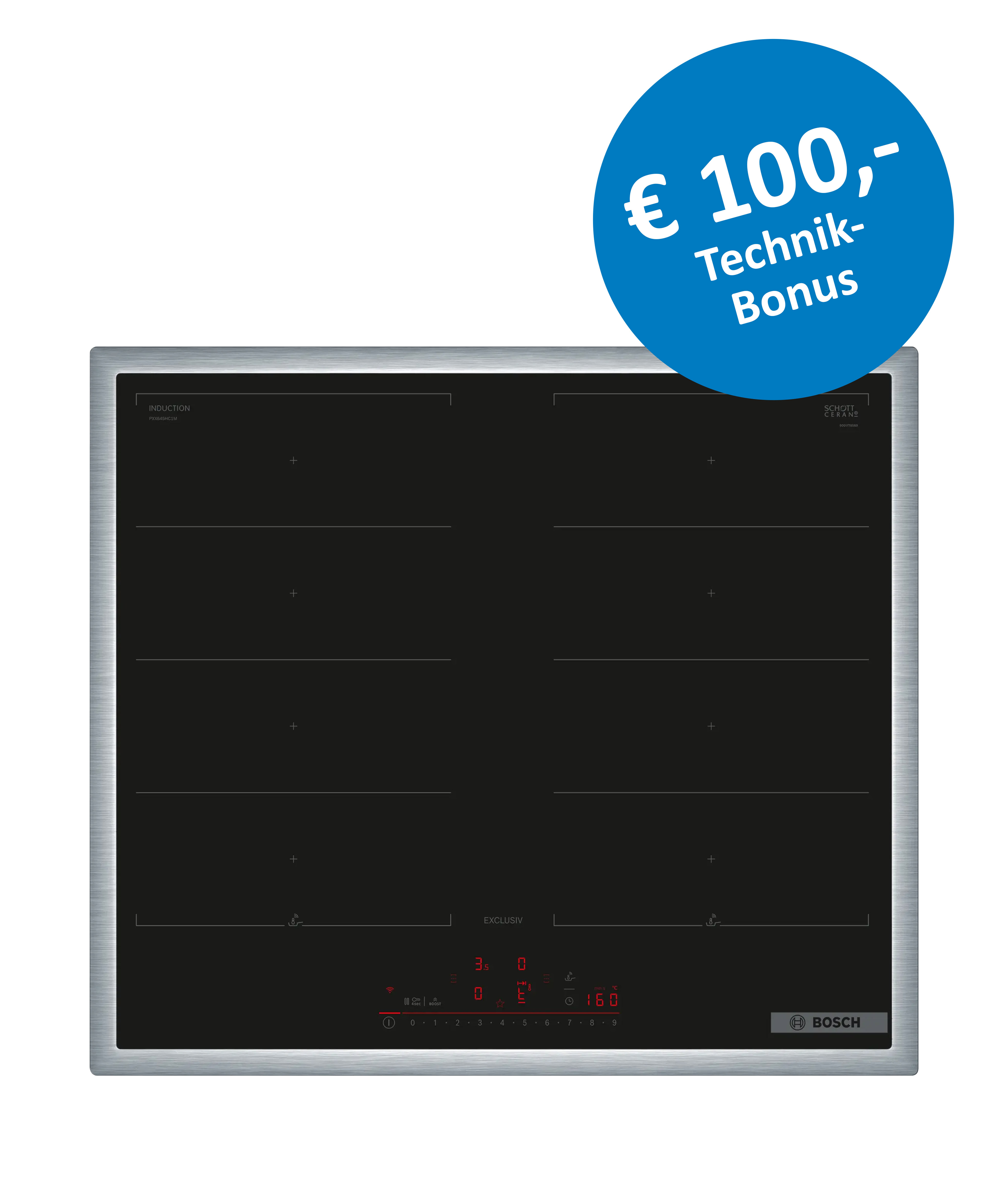 Induktionskochfeld, elektrischer Herd, Glaskeramik, Touch-Control, Bosch-Marke