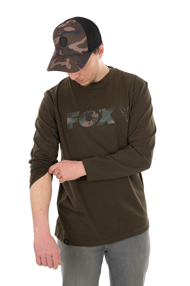 Fox Khaki / Camo LS - 2XL Langarm, Ärmel, Kappe, Sweatshirt, Baseball-Kappe
