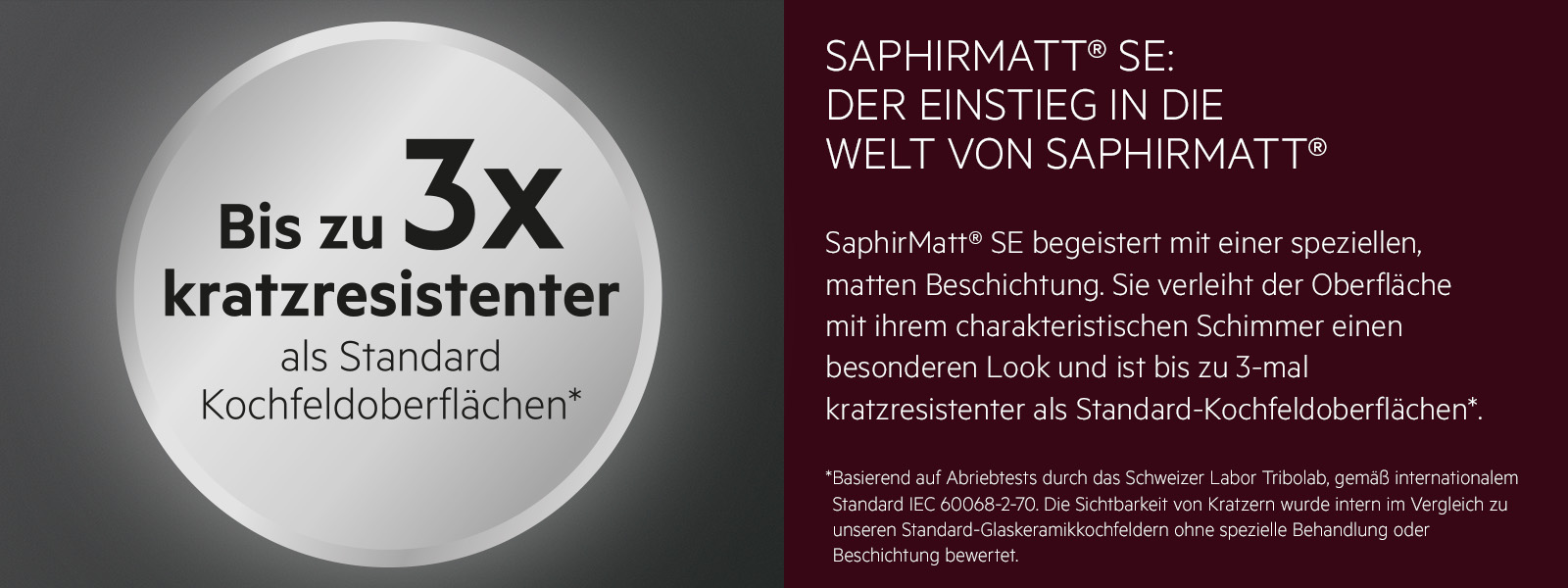 Kochfeldoberfläche, Keramikkochfeld, kratzfest, bis zu 3x, Oberfläche