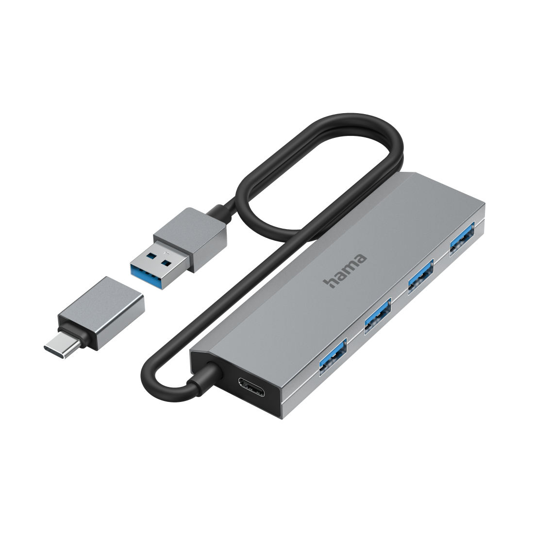 USB-Hub, 4 Ports, USB 3.2 Gen1, 5 Gbit/s, inkl. USB-C-Adapter und Netzteil (200138) USB-Hub, 4 Ports, USB 3.2 Gen1, 5 Gbit/s, inkl. USB-C-Adapter und Netzteil (200138)