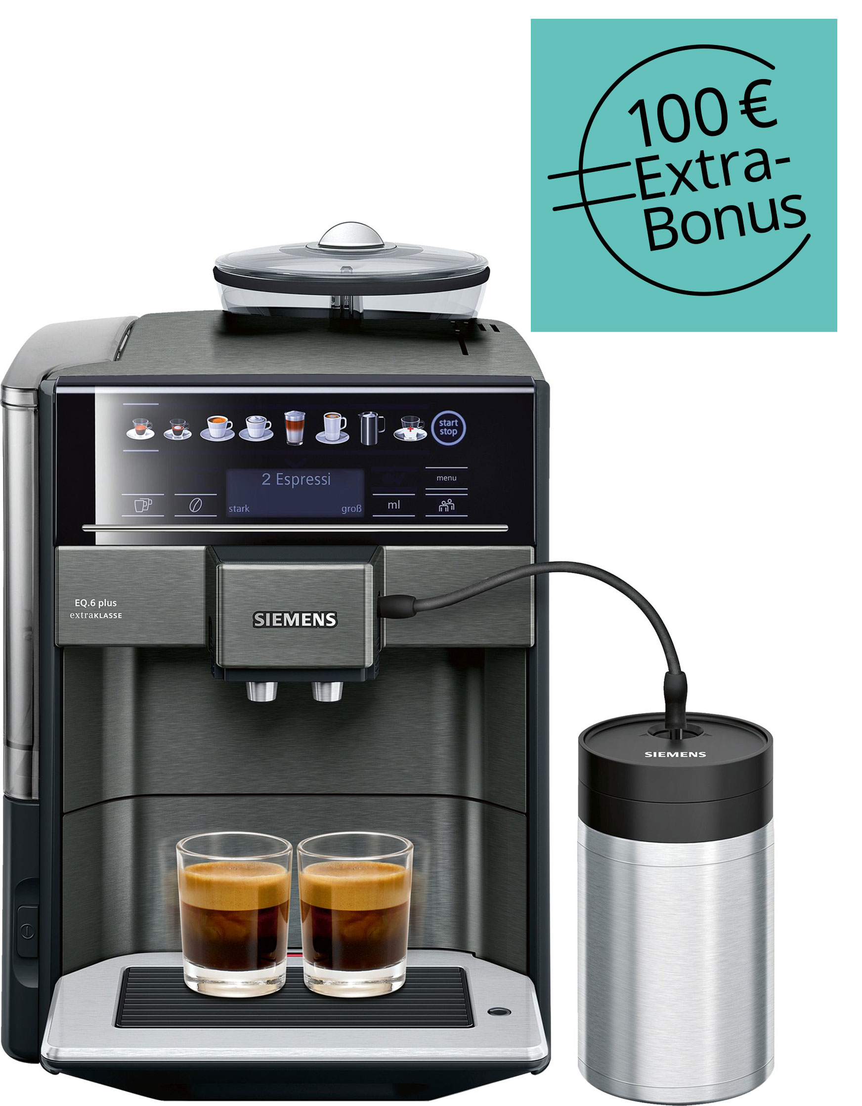 Kaffeemaschine, Espressomaschine, Integrierte Zubereitung, Tassengröße, Milchbehälter/ Milchkaraffe, Kaffeemaschine, Espressomaschine, Kaffee; zwei Tassen?, Milchbehälter?, Fassungsvermögen?