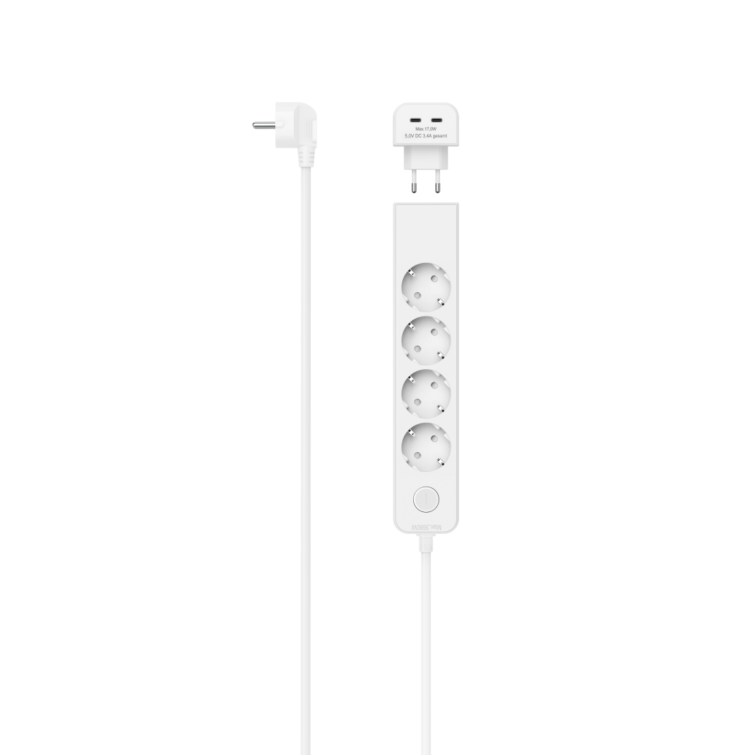 Steckdosenleiste, 5-fach, m. USB-C-Adapter 2-fach 17W, Schalter, 1,4m, Weiß (223191) Steckdosenleiste, 5-fach, m. USB-C-Adapter 2-fach 17W, Schalter, 1,4m, Weiß (223191)