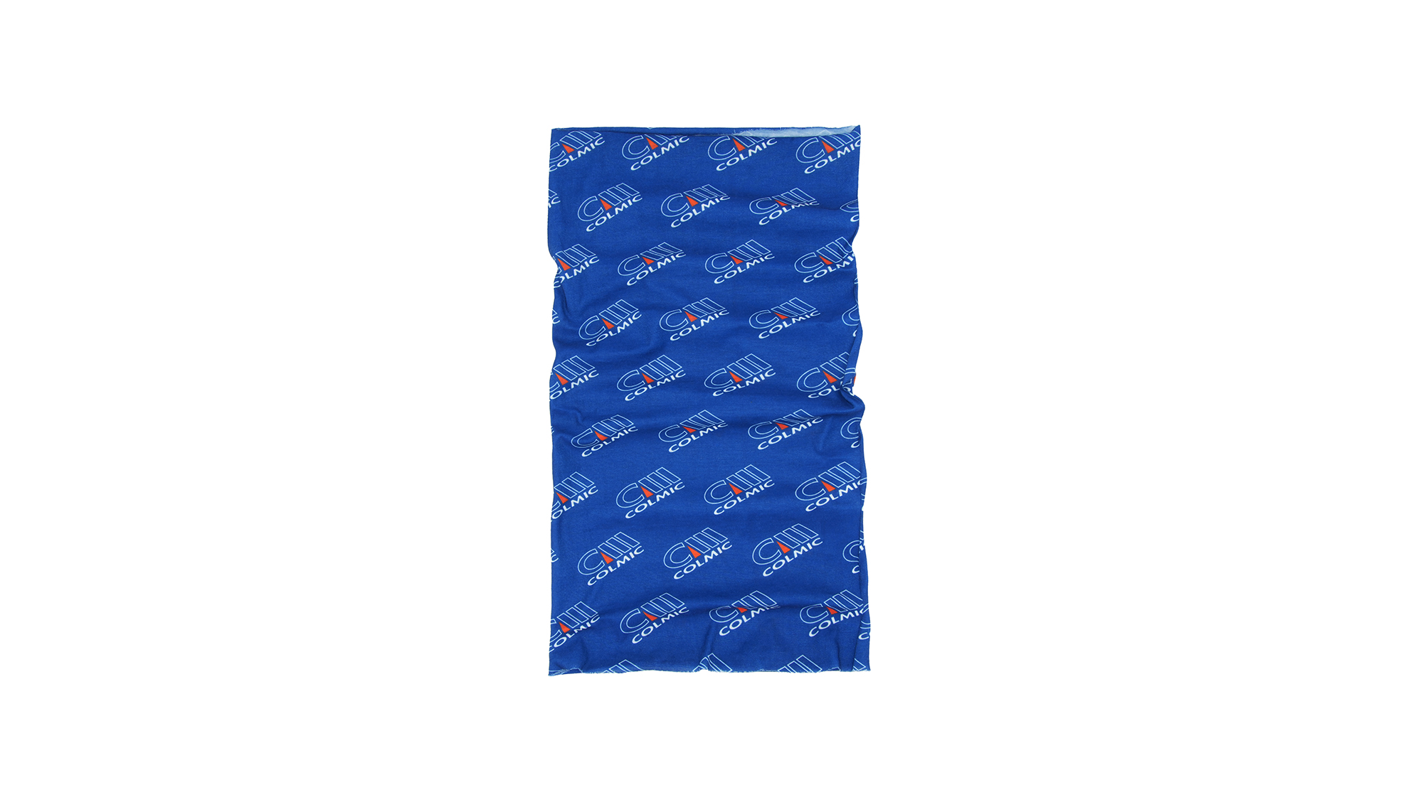 schal, blau, logoprint, geomuster, stofftuch