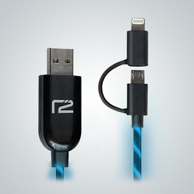 Ready2Power 2in1 Light 360 Charge & Sync Cable Blue Ready2Power 2in1 Light 360 Charge & Sync Cable Blue