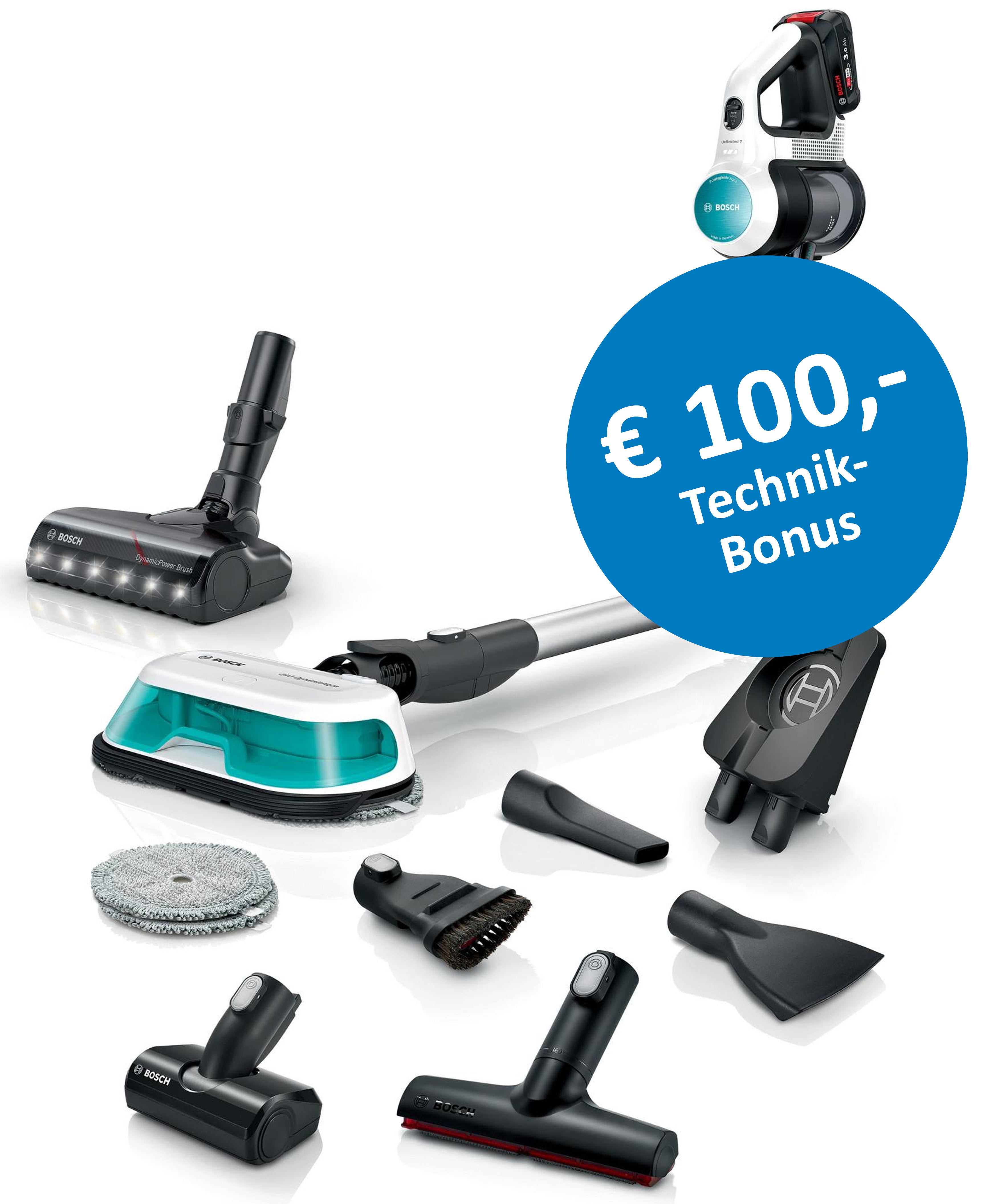 Akku-Staubsauger, Bodenreinigung, Bodenpflege-Set, Bürstenaufsatz, Technik-Bonus