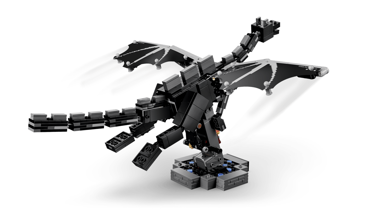 Drachenfigur, LEGO, Schwarz, Flügel, Schattenbasis