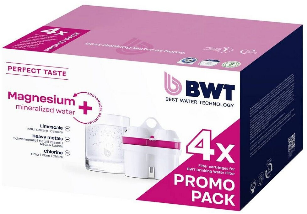 Mineralisiertes Wasser, Magnesiumwasser, Wasserfilter, Promo-Pack, 4x