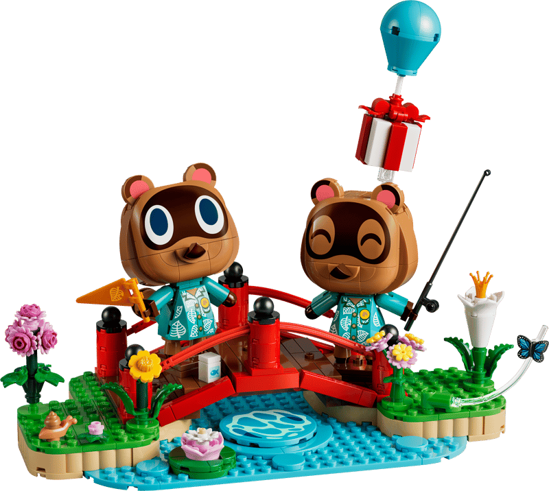 Spielzeug, LEGO-Set, Bärenfiguren, Brücke, Pflanzen