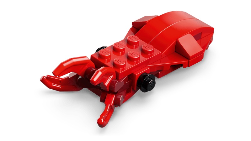 lego, rot, krabbe, spielzeug, modell