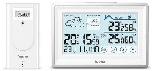 Wetterstation Bahamas, mit Außensensor, Funk, Wecker, Raumklima, Weiß
