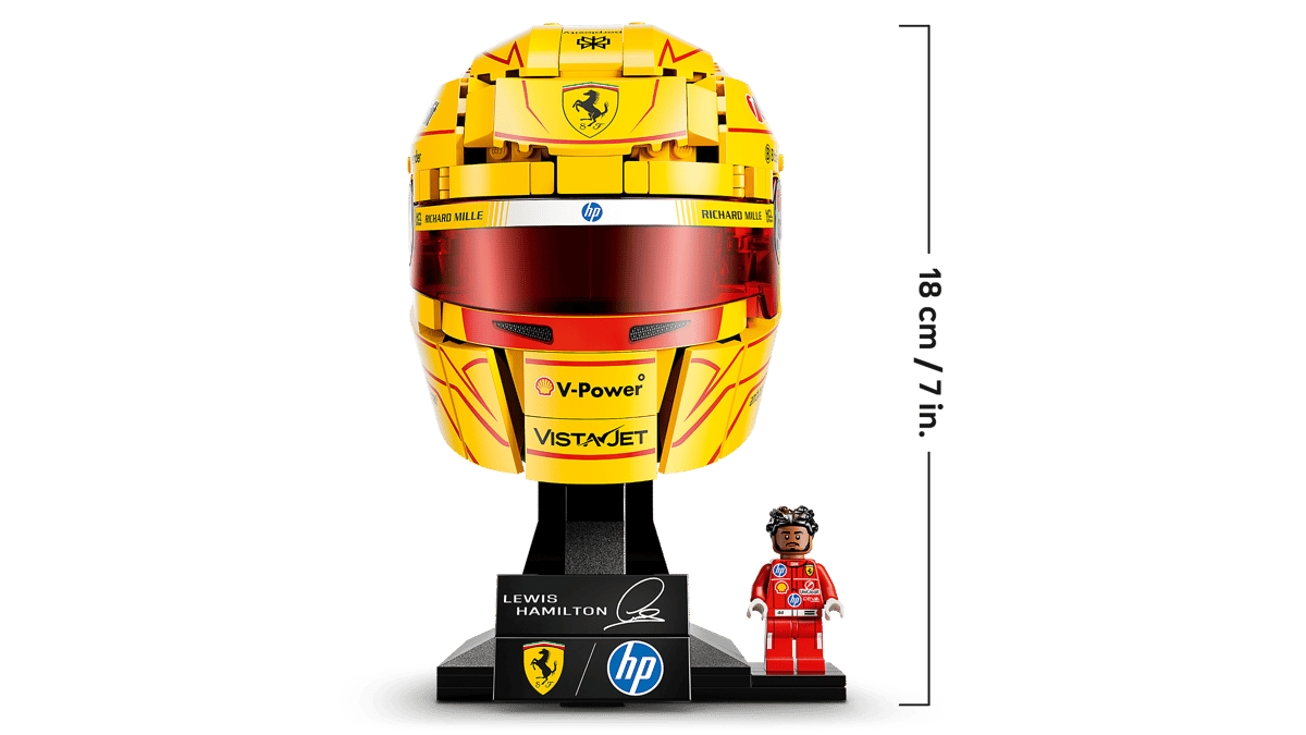 Ferrari helmet, race helmet, yellow helmet, V-Power, HP logo