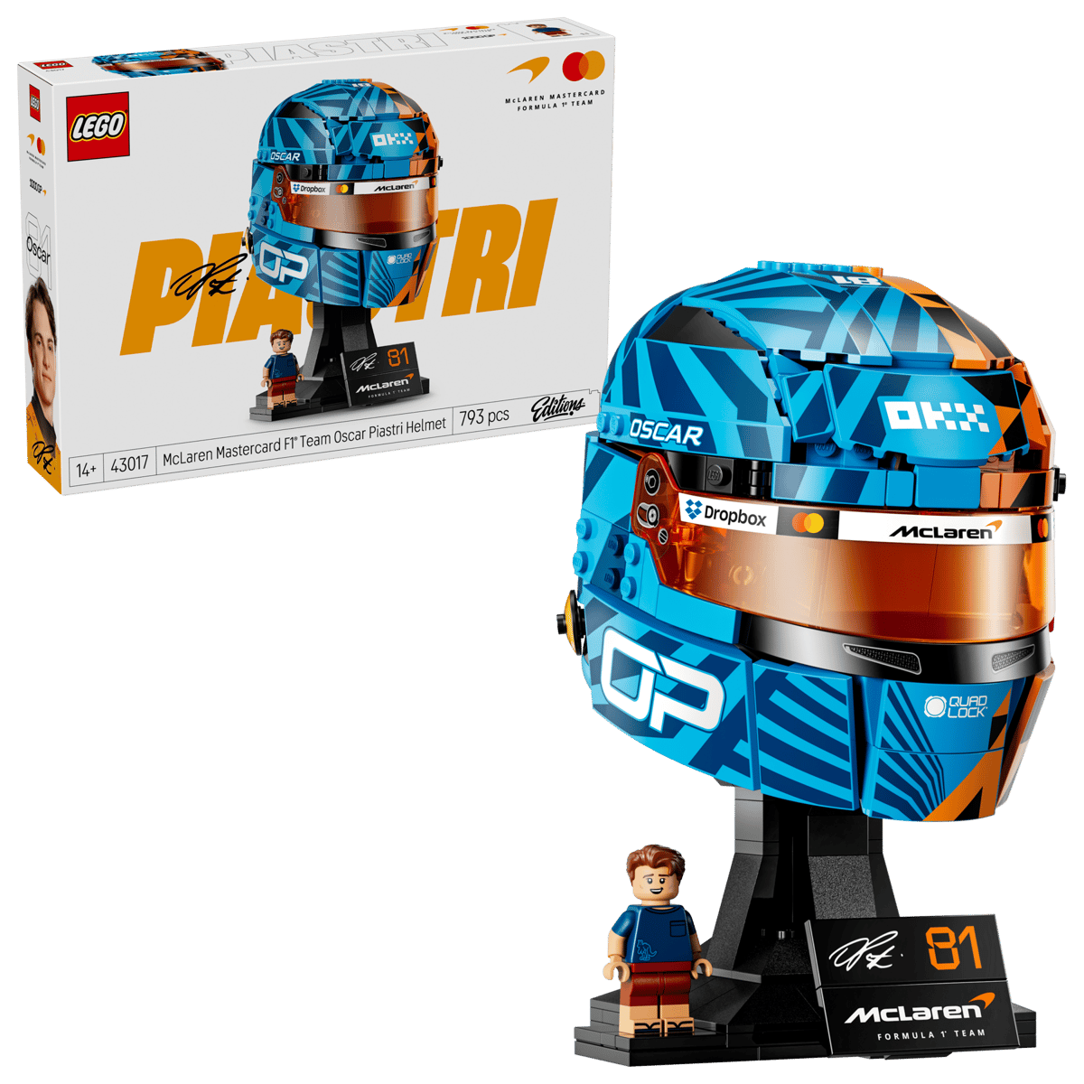 Lego, Helm, Blau, Orange, McLaren