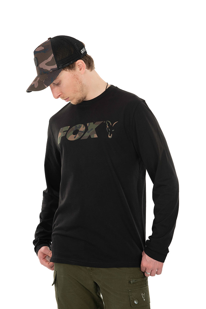 Fox Black / Camo LS - XL Langarm, Ärmel, Baseball-Kappe, Mütze, Hut