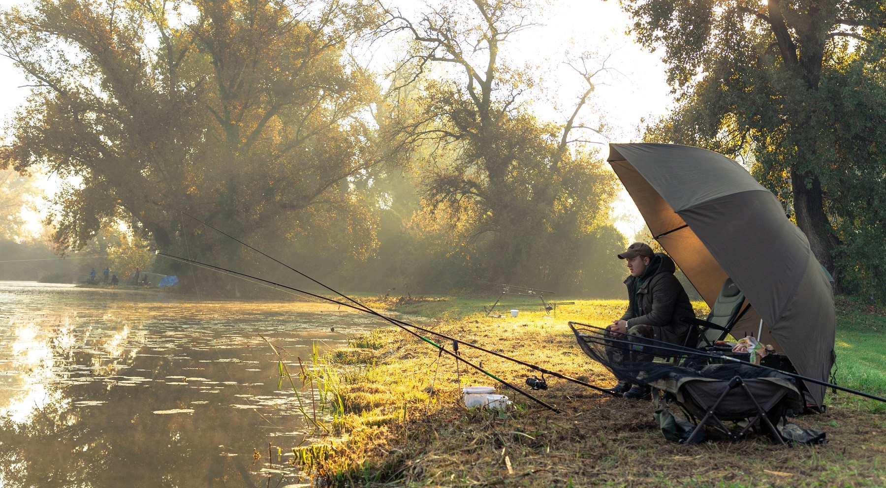 Fischen, Draußen, Wasser, Unterschlupf, Person