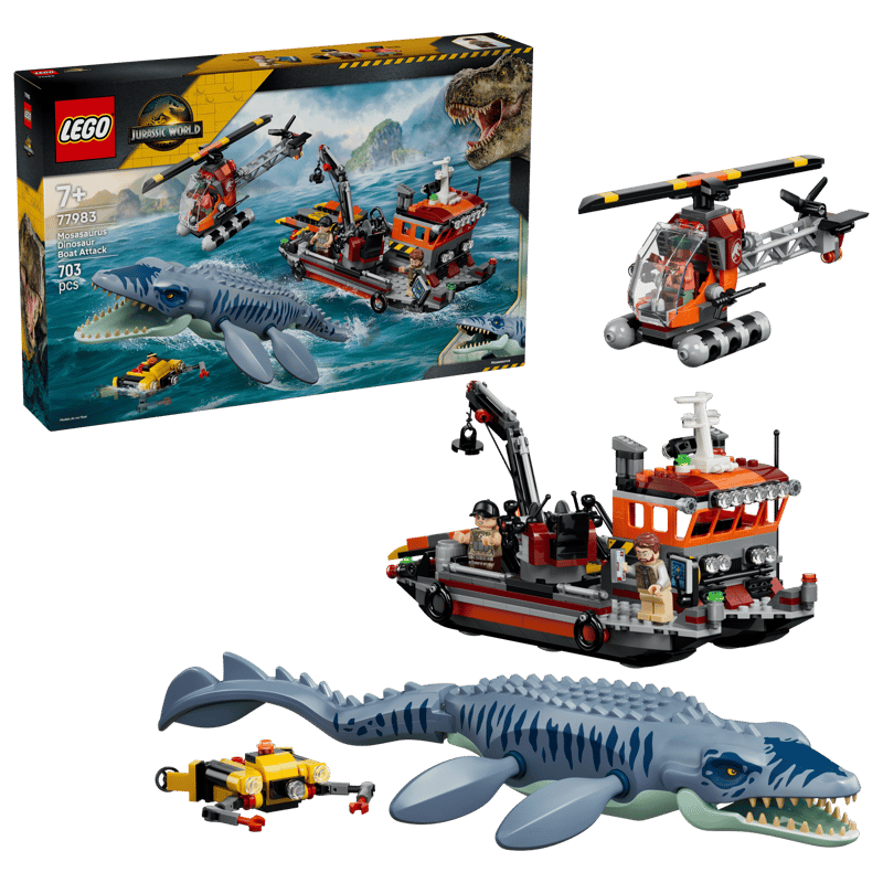 lego, dinosaurier, boot, hubschrauber, meshed