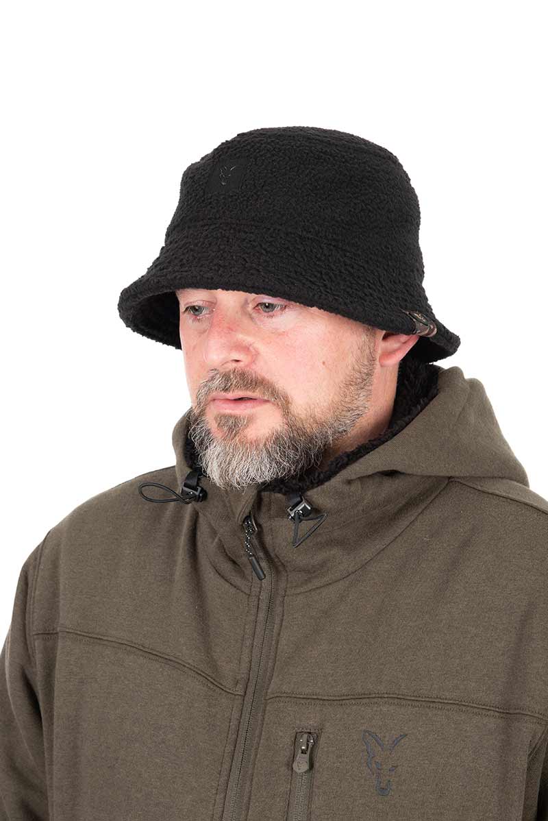 Hut, Bucket Hat, Fleece, Schwarz, Mütze