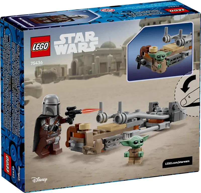 Der Mandalorianer und Grogu auf ihrem Speeder Bike