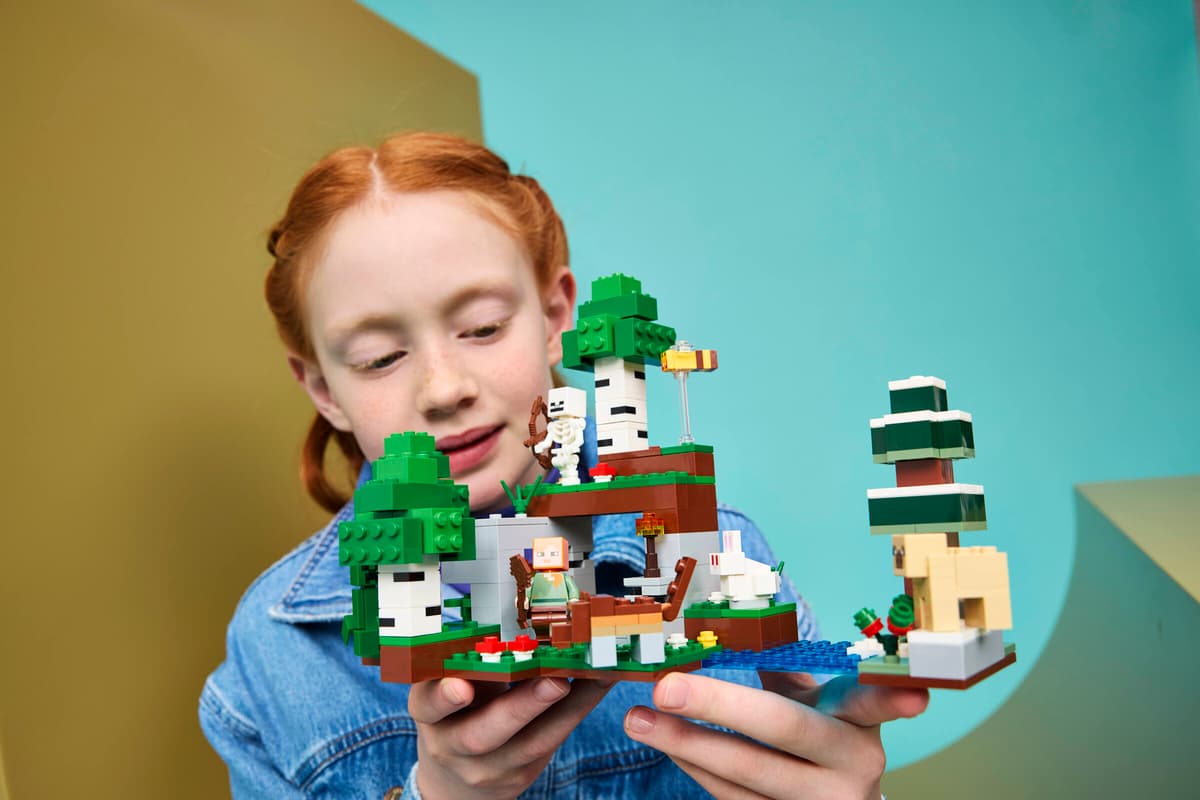 Konstruktionsspielzeug, Lego-Blockbau, Miniature Landschaft, Figuren, Bäume