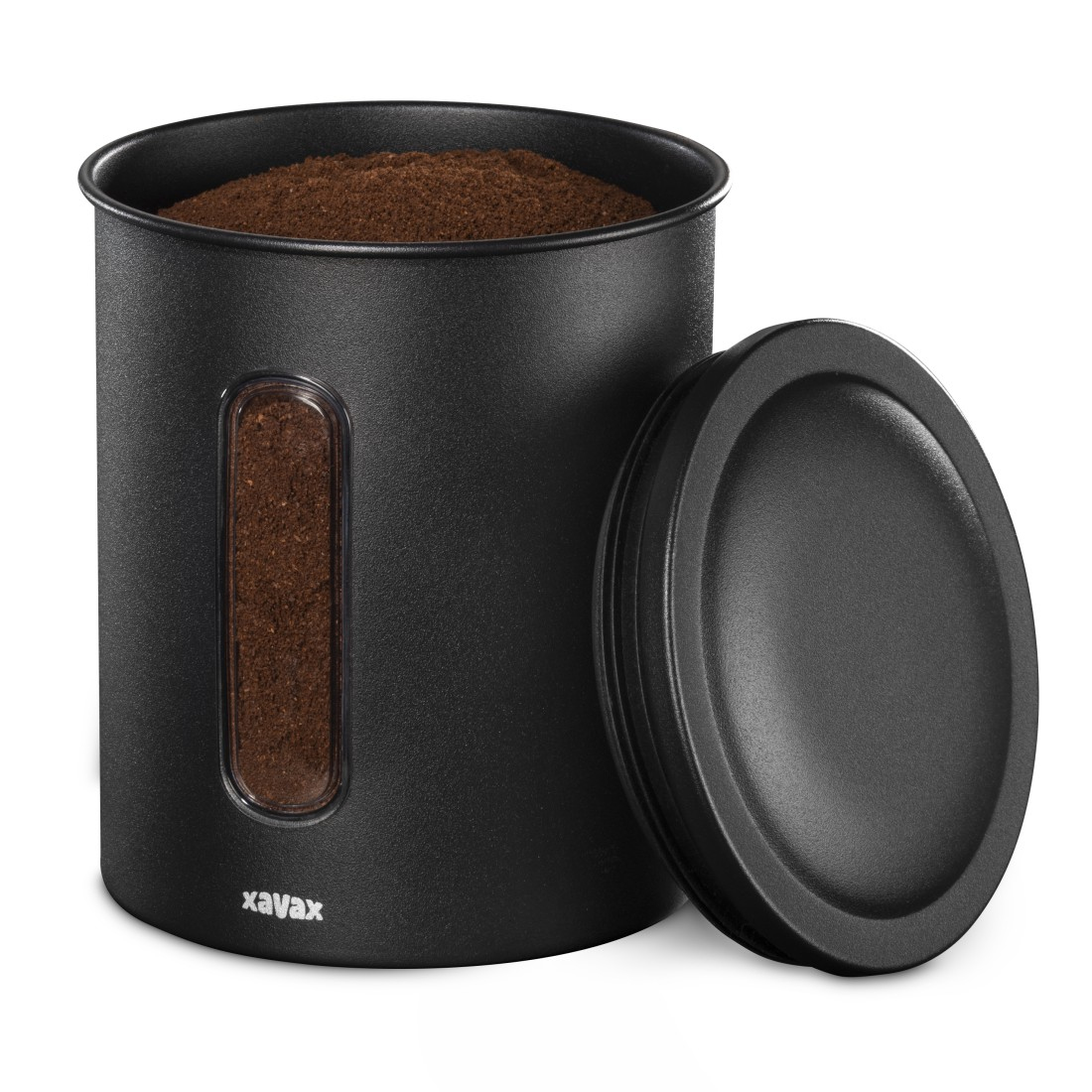 Kaffeedose für 500g Bohnen oder 700g Pulver, luftdicht, aromadicht, Schwarz (111275)