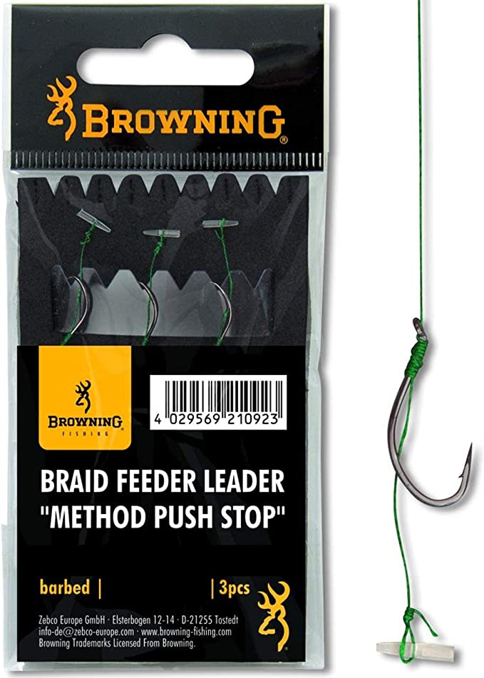 Braid Feeder Leader Method Push Stop bronze 7,3kg,16lbs 0,14mm 10cm 3Stück