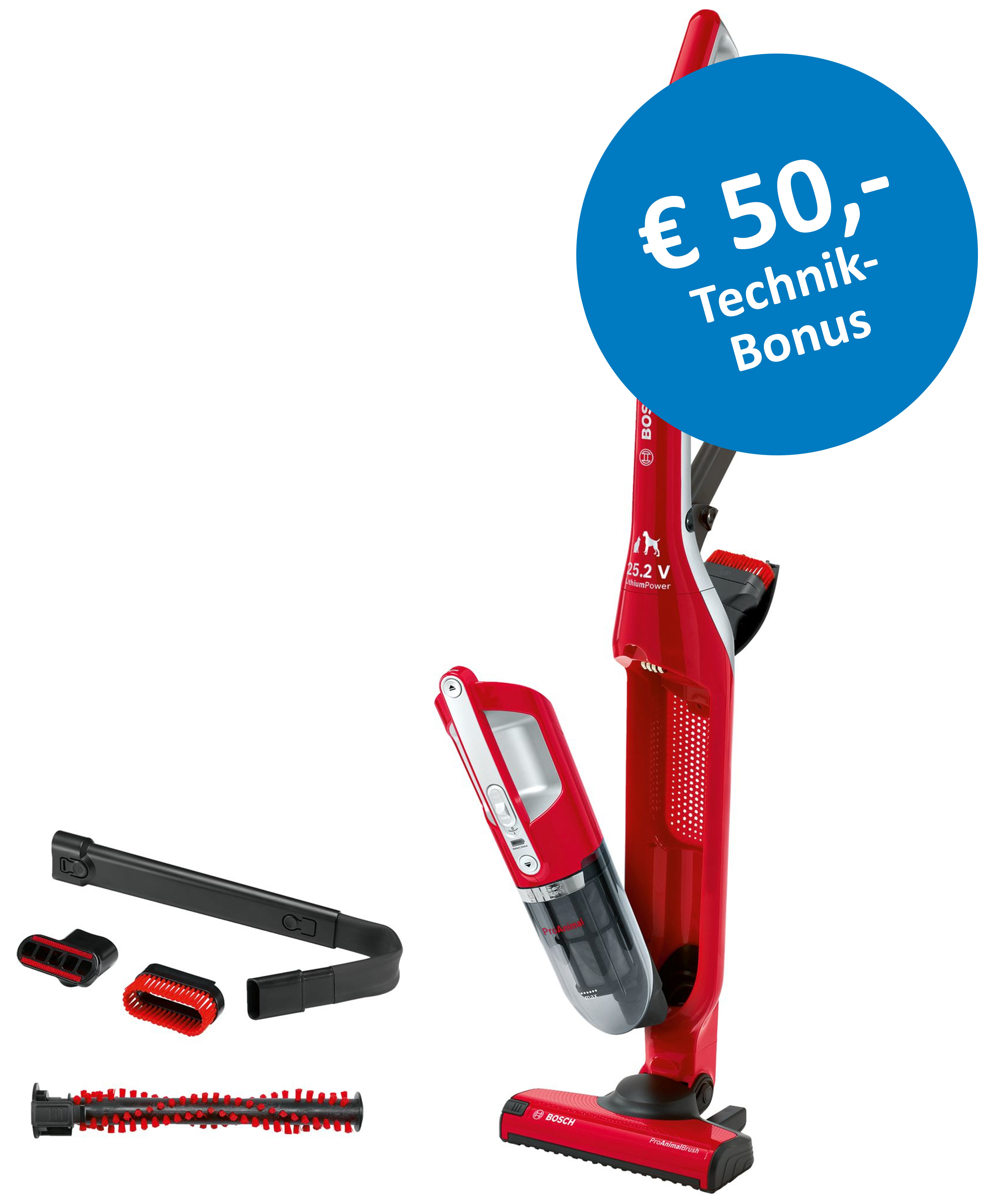 Staubsauger, Akkusauger, rot, Elektrischer, Bedienungskomfort