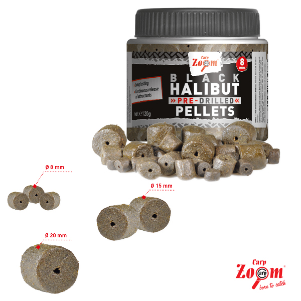 Pre-Drilled Black Halibut Pellets, 8mm, 120g Pre-Drilled Black Halibut Pellets, 8mm, 120g