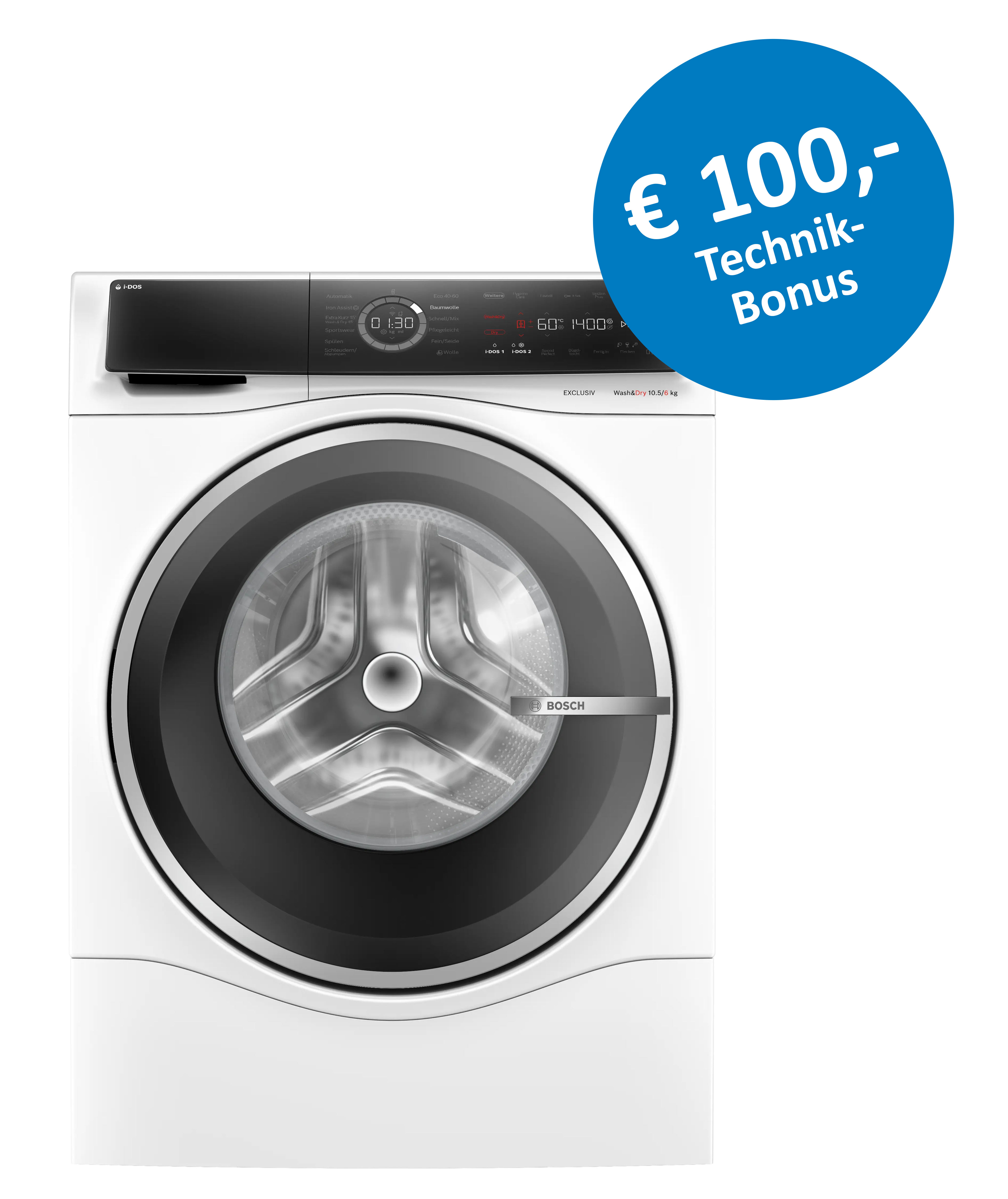Waschmaschine, Frontlader, Weiß, Glasfront, Bosch