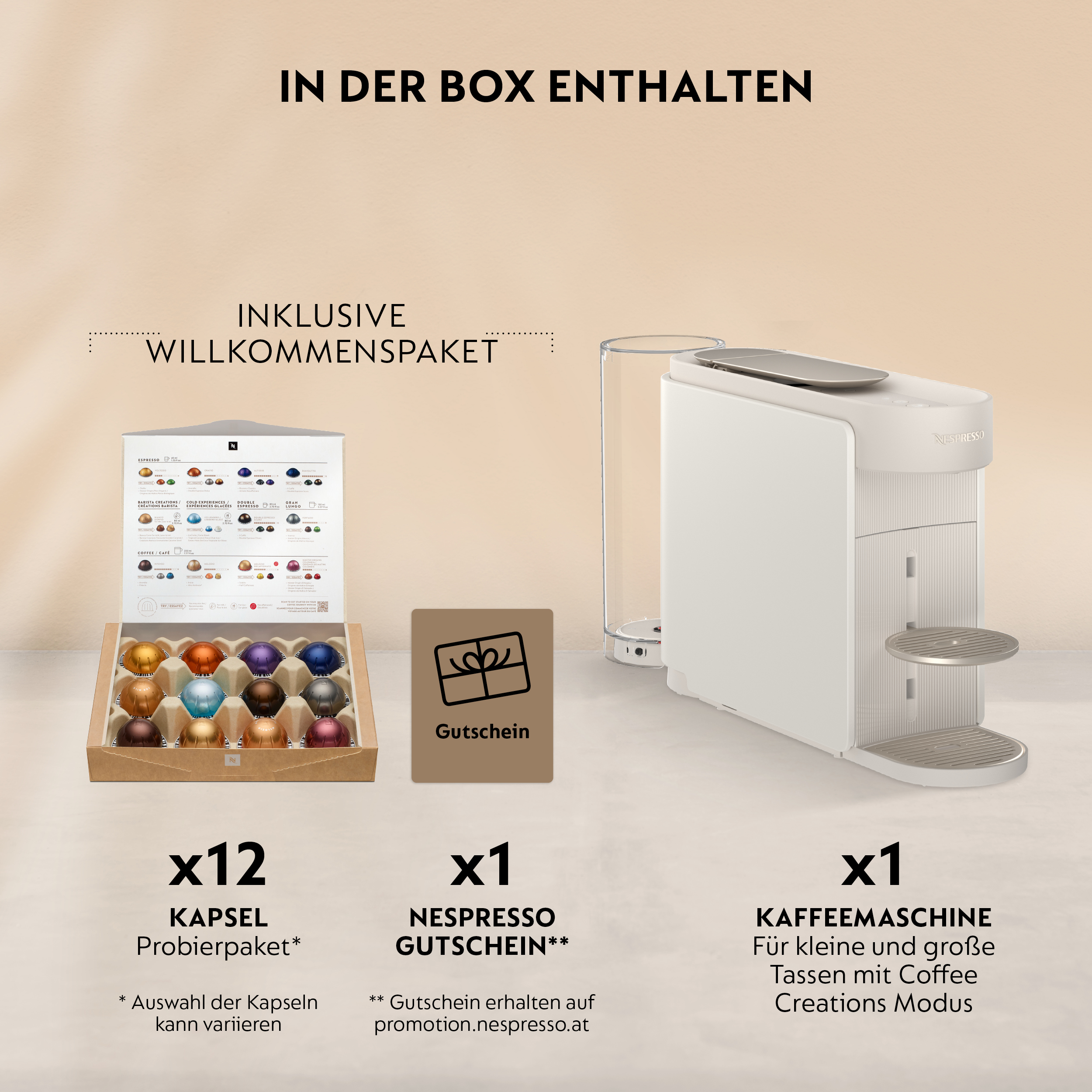 Kaffeemaschine, Nespresso, Kapseln, Gutschein, Probe Paket