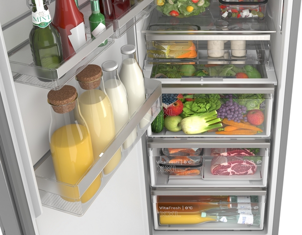 Kühlschrank, Gemüse, Früchte, Flaschen, Milchflaschen