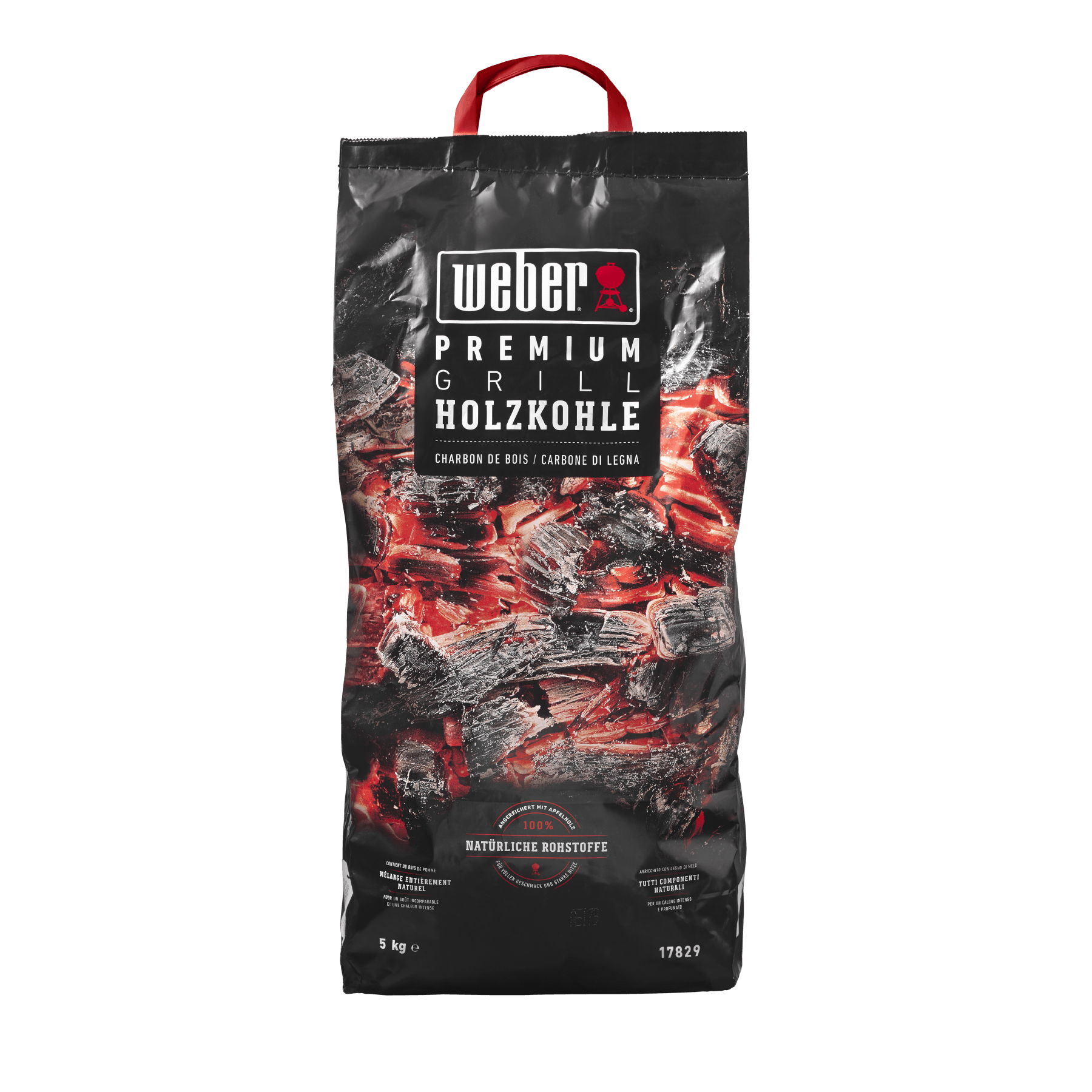 Premium Holzkohle, 5 kg Tasche, Tragetasche