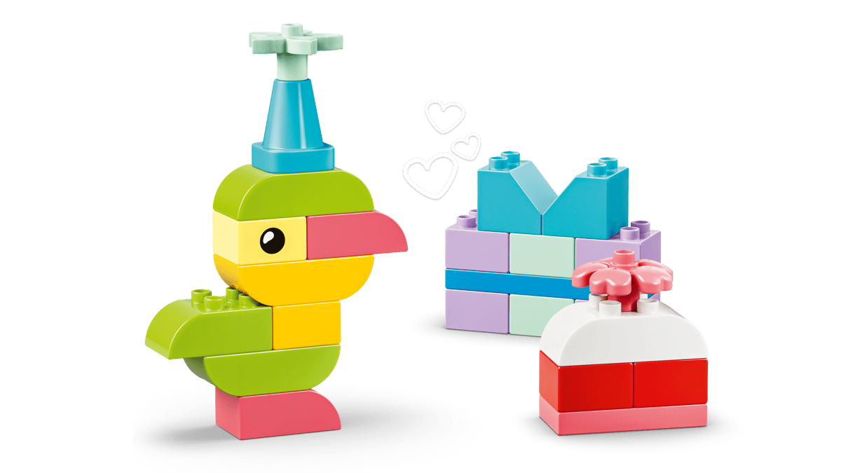 Lego bricks,  Spielzeugdrache,  bunte Blöcke,  Herzmotiv,  niedliches Maskottchen
