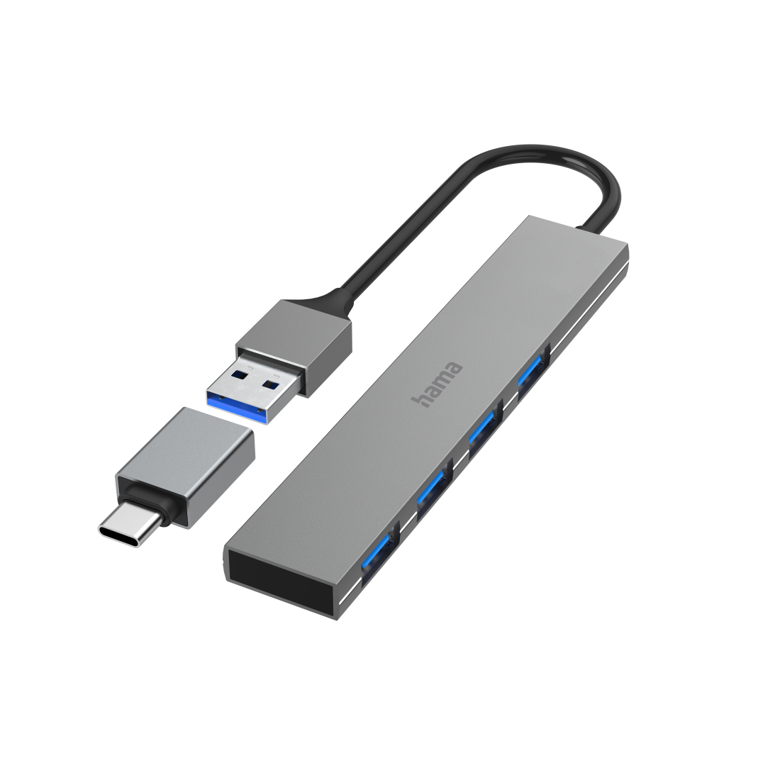 USB-Hub, 4 Ports, USB 3.2 Gen1, 5 Gbit/s, Ultra Slim, inkl. USB-C-Adapter (200141) USB-Hub, 4 Ports, USB 3.2 Gen1, 5 Gbit/s, Ultra Slim, inkl. USB-C-Adapter (200141)