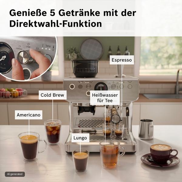 Espresso-Maschine, Kaffeemaschine, Direktwahl-Funktion, Milchbehälter, Wassertank